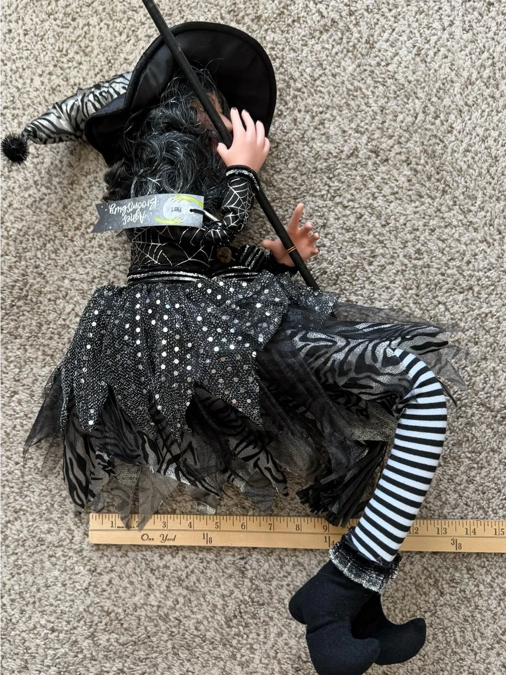 Pier 1 Agnes Broomsbury Witch Shelf/Ledge Tabletop Sitter Doll Halloween Decor
